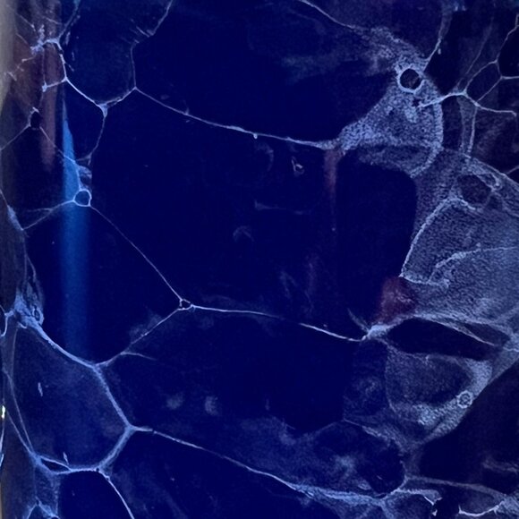 Cobalt Blue Bubble Glaze Marbleized Mug ~ Pewter Medallion w/ Moose  ~ LINYI - Picture 6 of 13